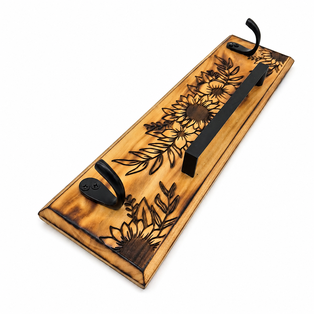 Engraved Floral Key & Sunglasses Wall Holder