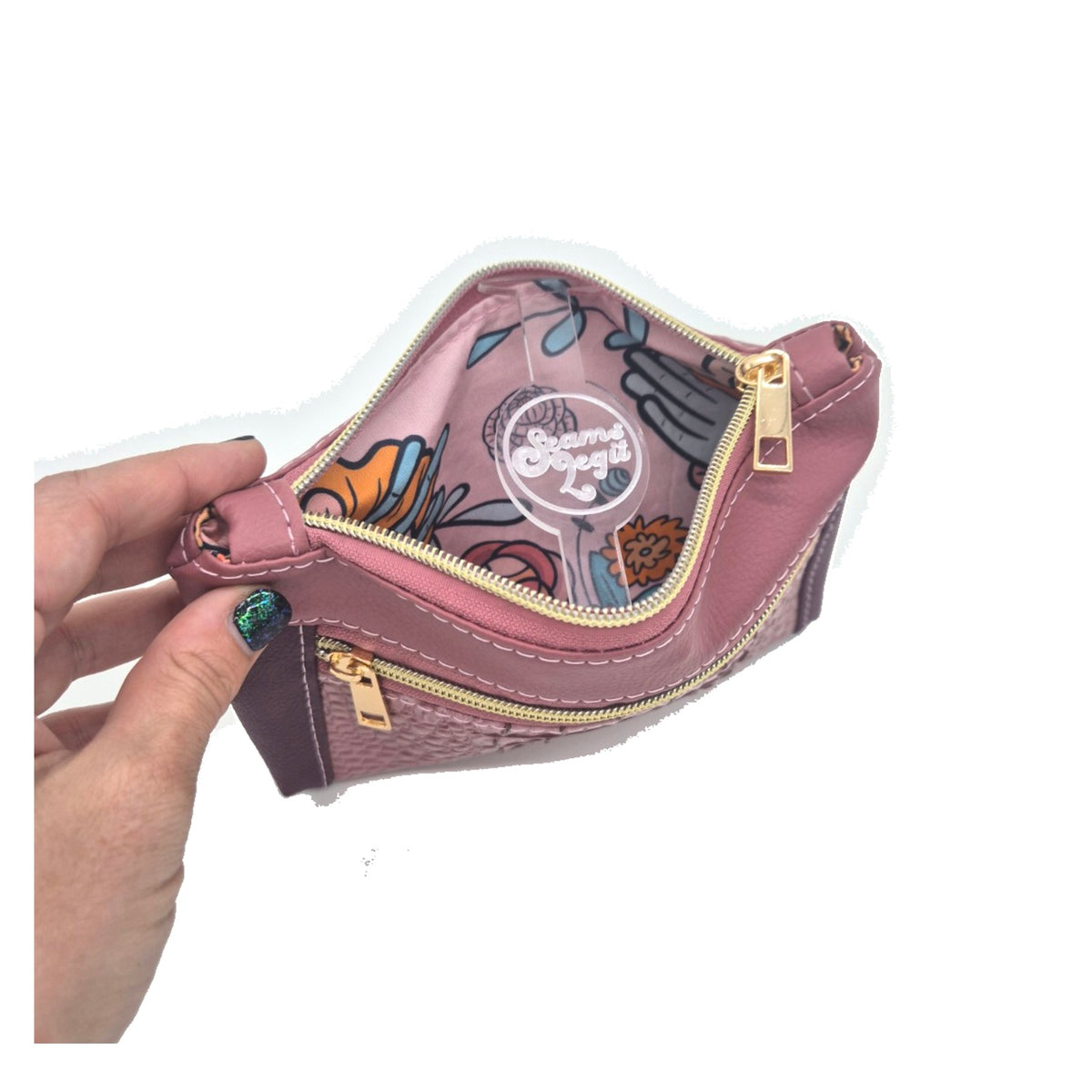 Mulberry Bloom Double-Zip Pouch